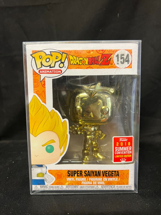 DBZ - Super Saiyan Vegeta Funko Pop 154 Gold 2018 Summer Convention + Protector
