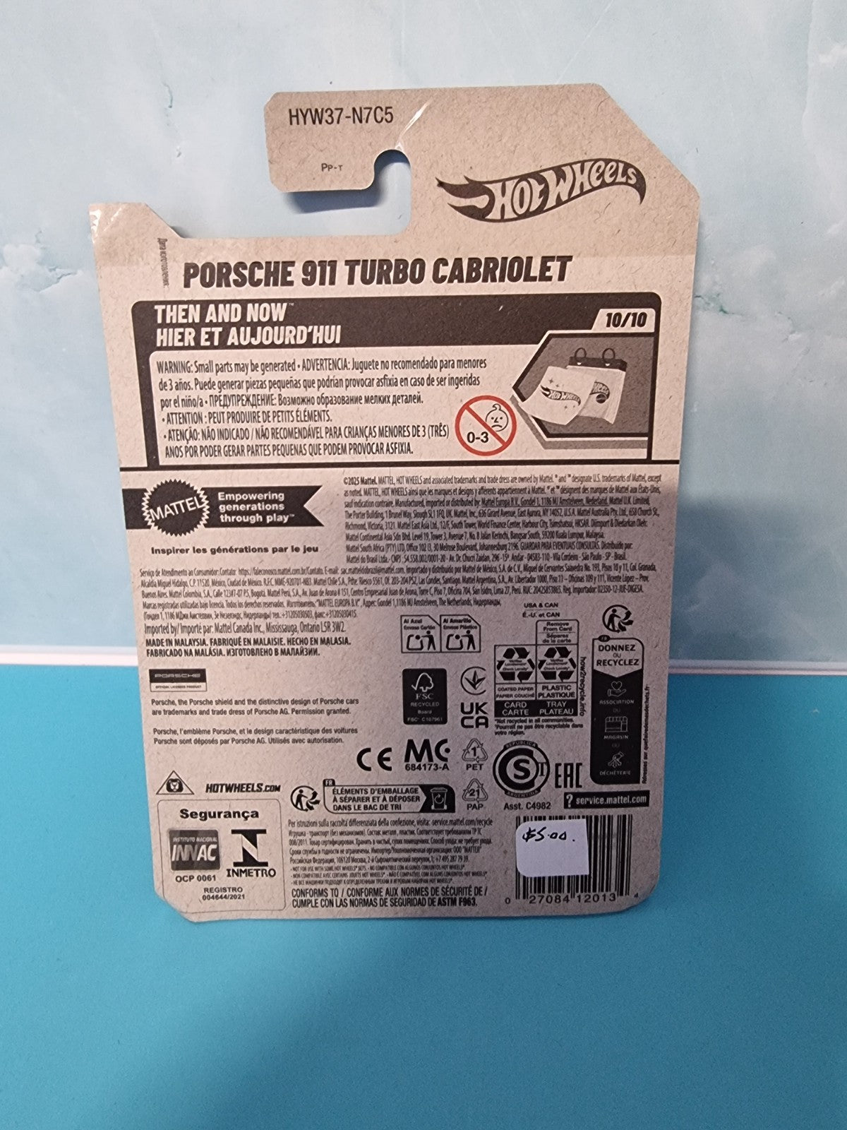 Hot Wheels Porsche 911 Turbo Cabriolet 2025 N Case Long Card