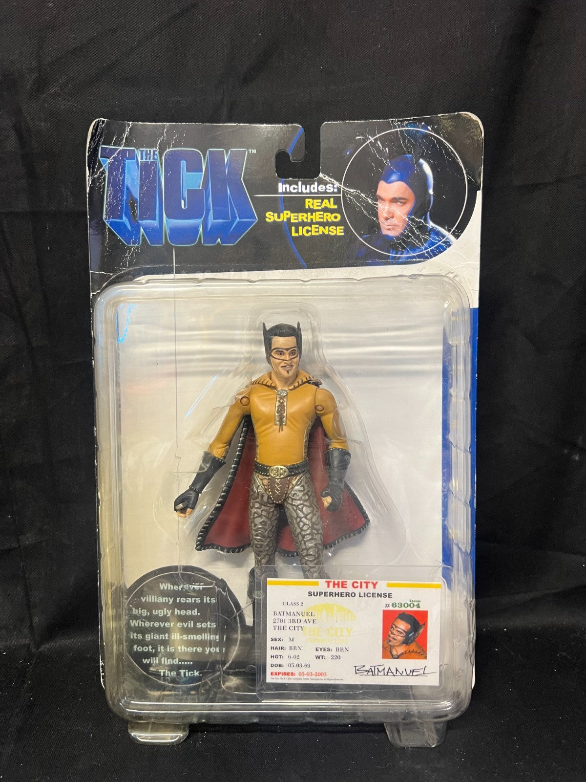 2001 N2TOYS--THE TICK MOVIE--7" BATMANUEL action  FIGURE real license inside