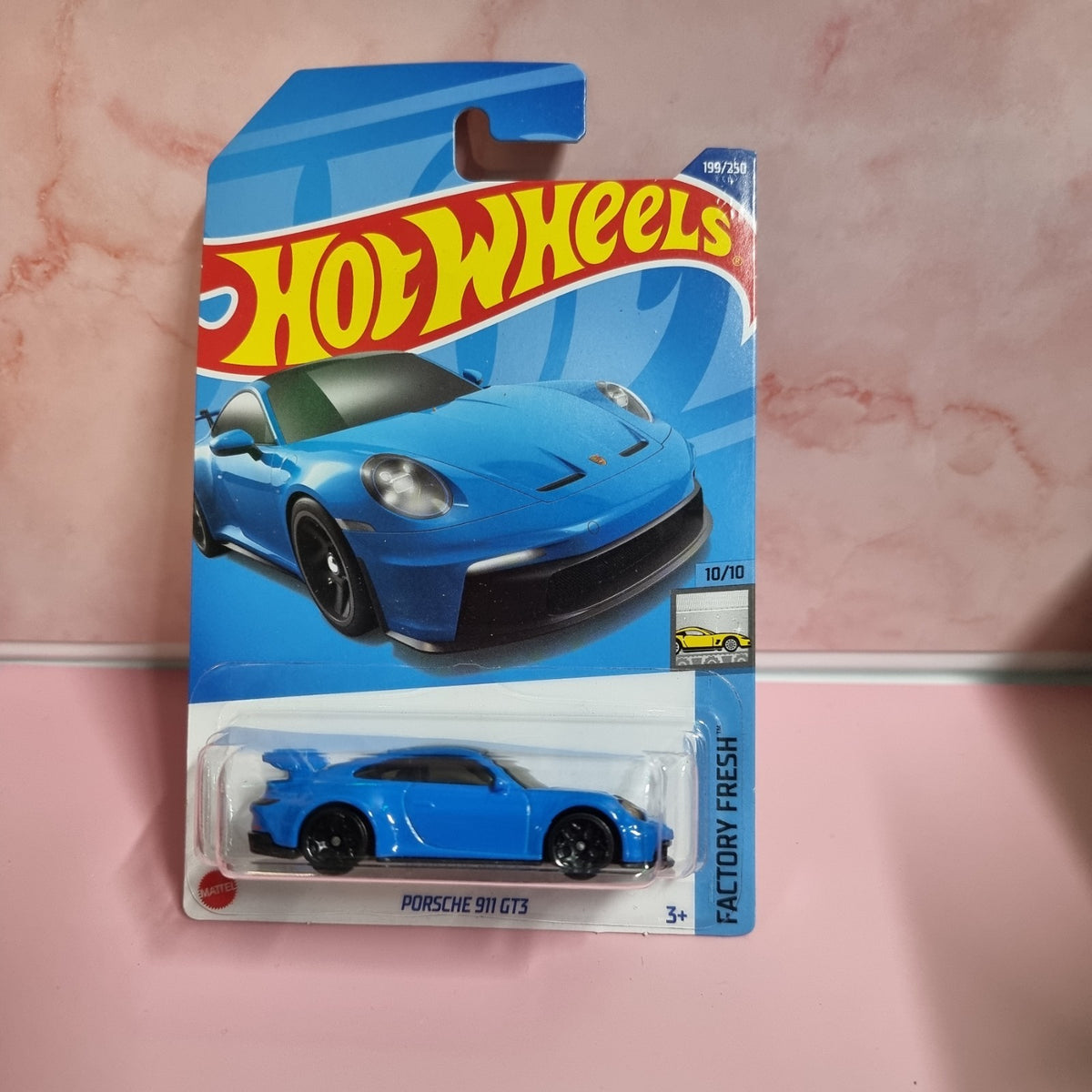 Hot Wheels Blue Porsche 911 GT3 Mainline International Long Card