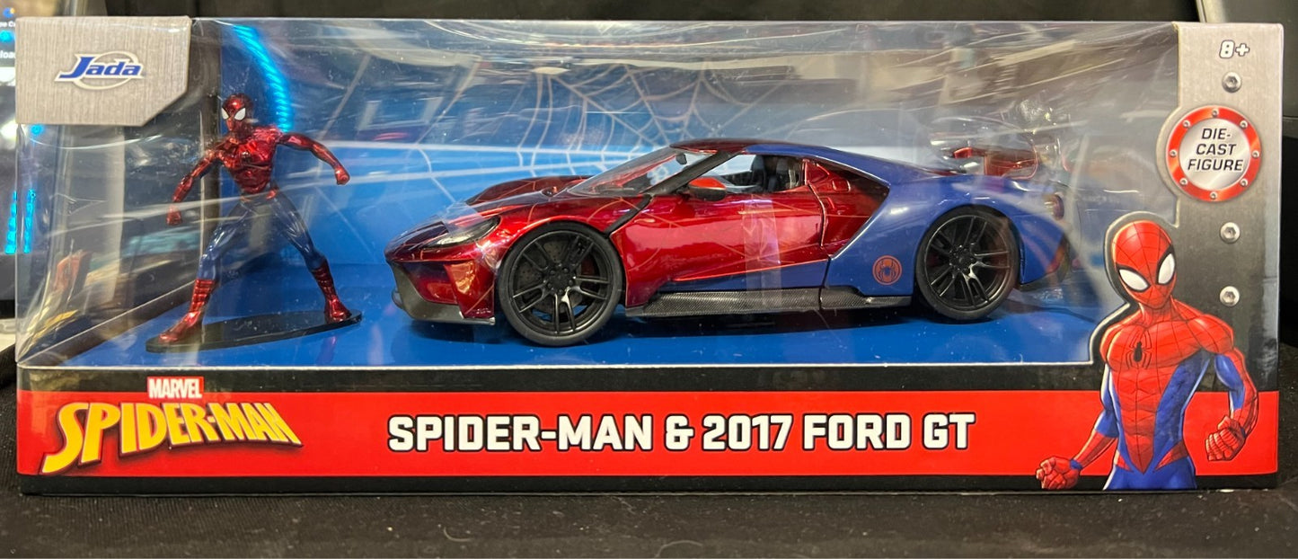 Spider-Man Miles Morales 2017 Ford GT 1:24 Vehicle & Figure Jada Marvel