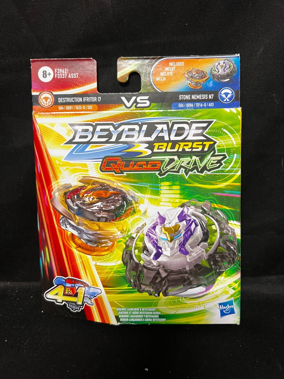 Beyblade Burst QuadDrive Destruction Ifritor I7 Vs Stone Nemesis N7 Dual Pack