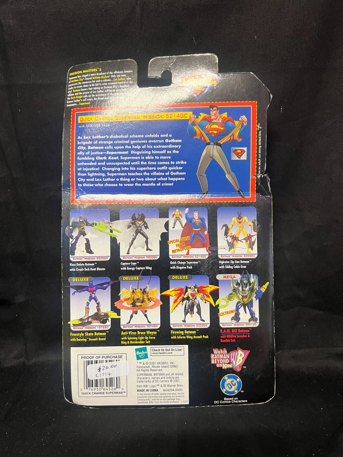 SUPERMAN QUICK CHANGE ACTION FIGURE - MISSION MASTERS 3 - MOC - HASBRO - 2001