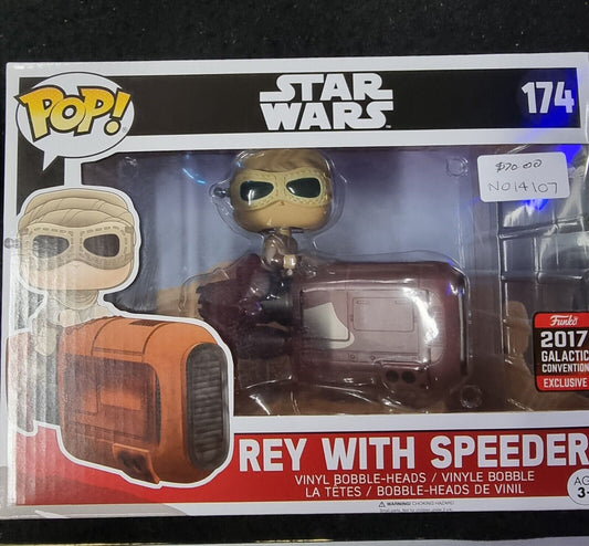 Rey with Speeder (2017 Galactic Convention) #174 Star Wars Pop! Vinyl - VGC