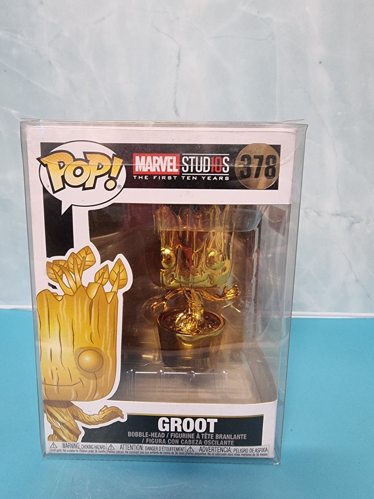 Funko POP Marvel Studios 10th Anniv. Gold Chrome GROOT #378 Collectible Vinyl
