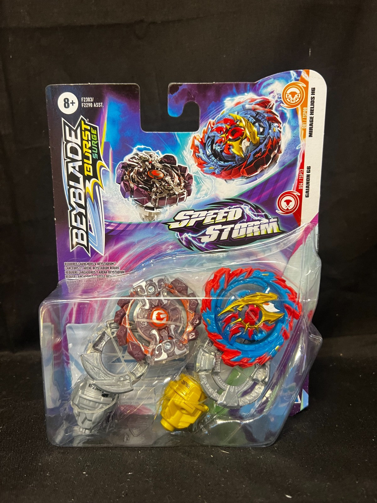 Beyblade Burst Surge Speedstorm Mirage Helios H6 and Gaianon G6 Spinning Top Dua