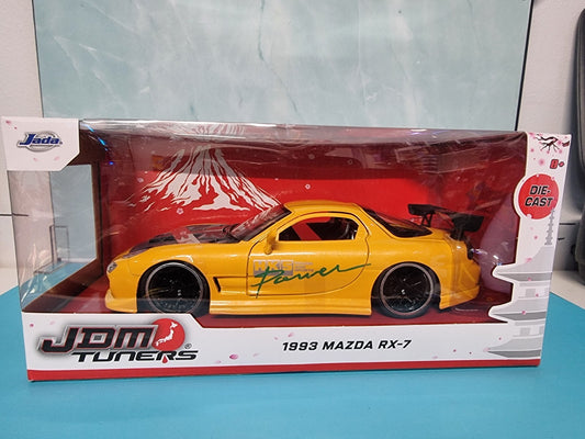 JADA JDM TUNERS MAZDA RX-7 HKS TUNED 1/24 DIECAST MODEL CAR YELLOW