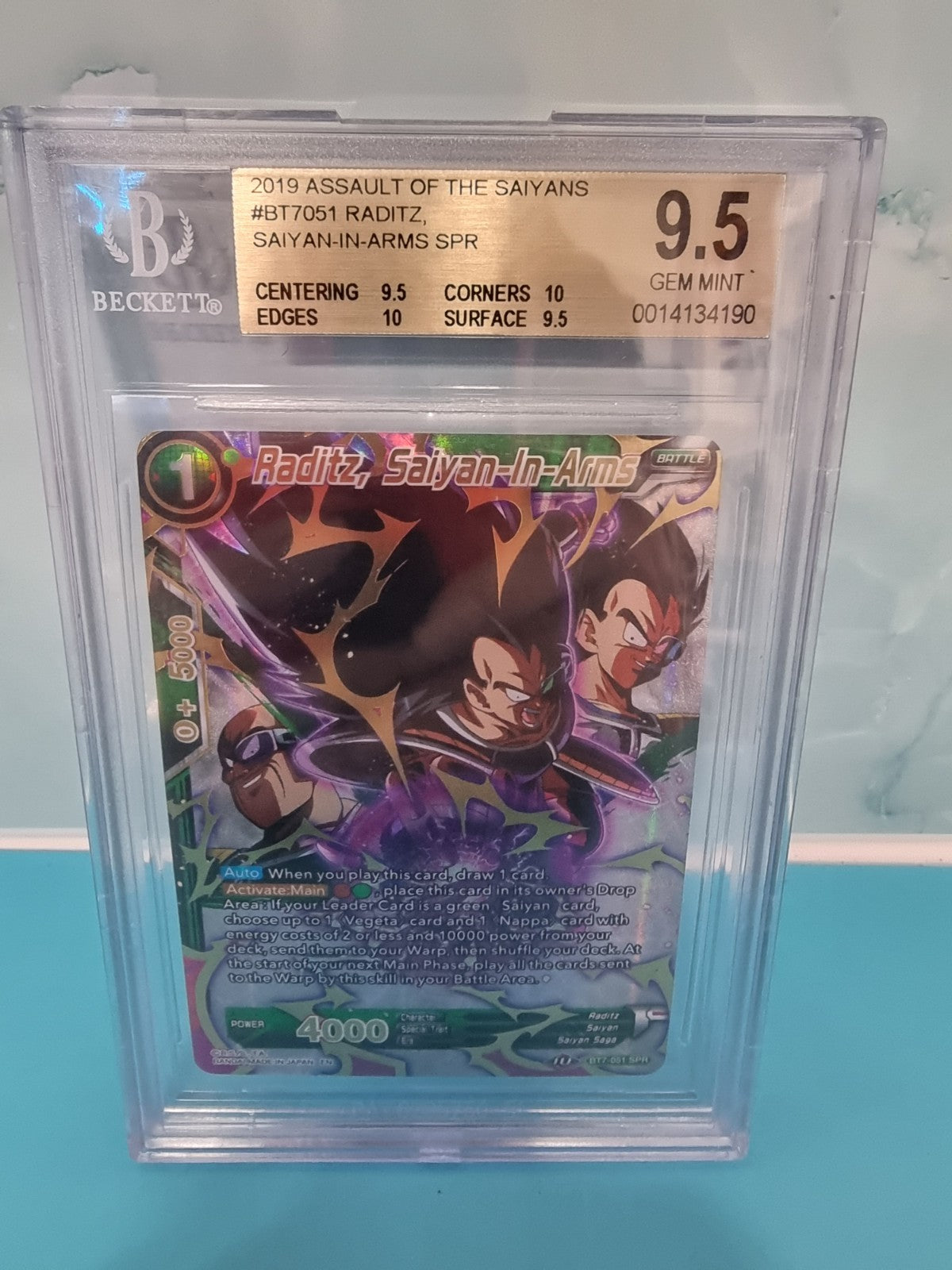 Dragon Ball Card Raditz, Saiyan In Arms BT7-051 SPR BECKETT 9.5 GEM MINT