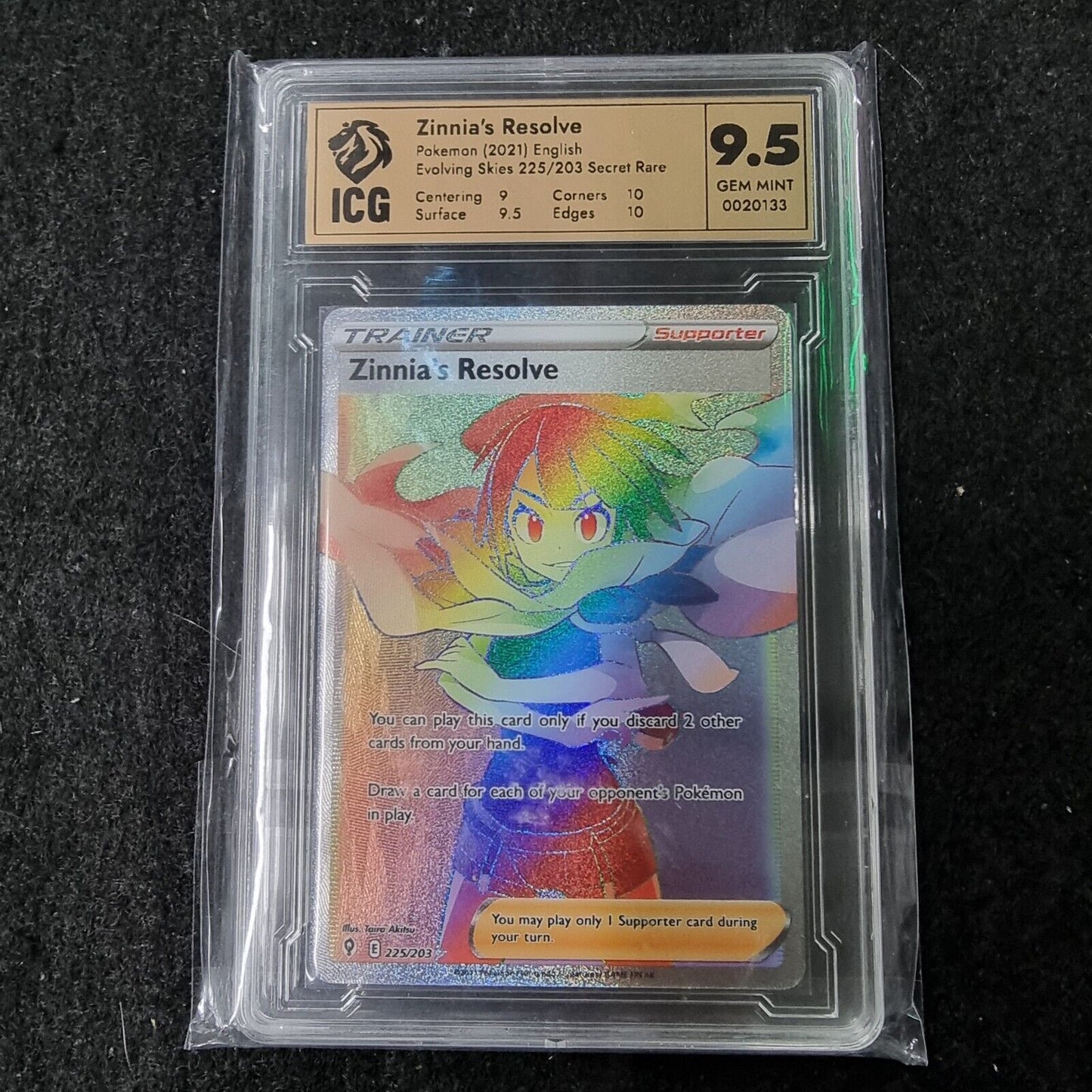  Pokemon Zinnia’s Resolve #225 Evolving Skies ICG 9.5 GEM MINT 