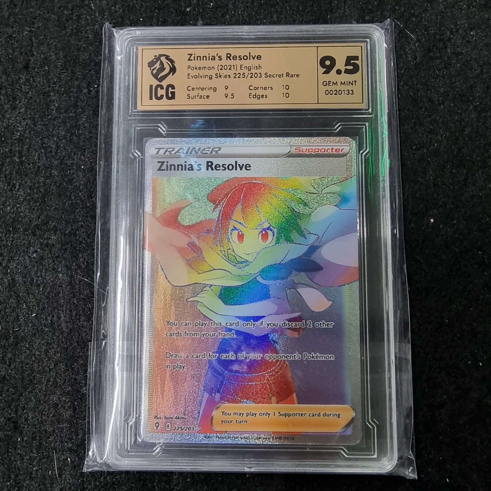  Pokemon Zinnia’s Resolve #225 Evolving Skies ICG 9.5 GEM MINT 