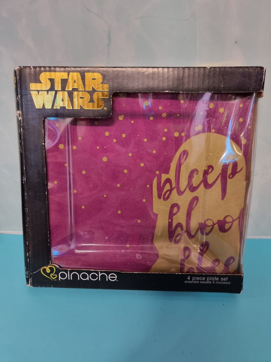 Star Wars R2-D2 Plate Set ~ 4 Pieces / Plates - 20.5cm x 20.5cm - Pinache