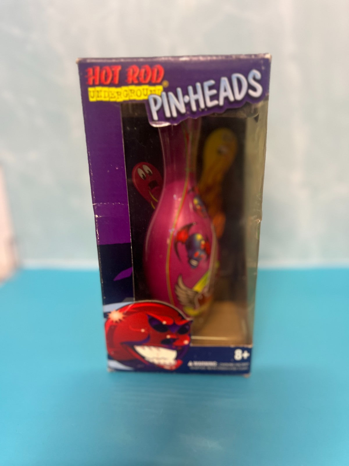 Miniature Rock & Roll Guitar Bowling Pin Wings Flying Skulls Pinstriping 7 1/2"