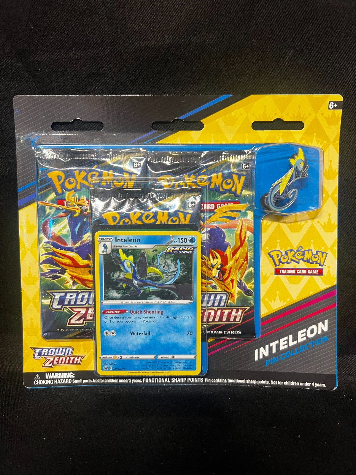 Crown Zenith Inteleon Pin Collection 3 Pack Blister Pokemon TCG NEW