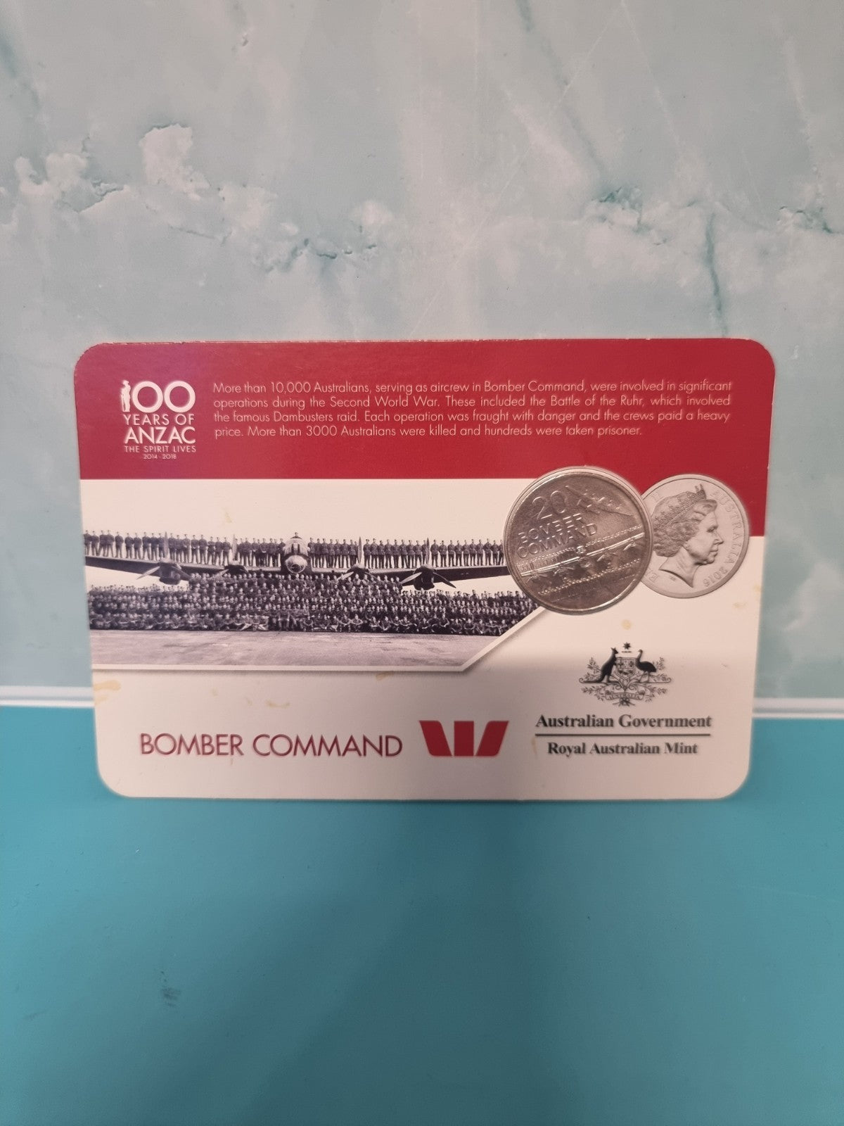 2016 • 100 Years of ANZAC 20c Series II • Bomber Command • Unc in Card