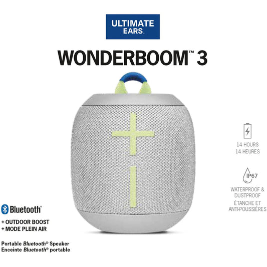 Ultimate Ears Wonderboom 3 Portable Bluetooth Speaker Joyous Brights Grey N06586