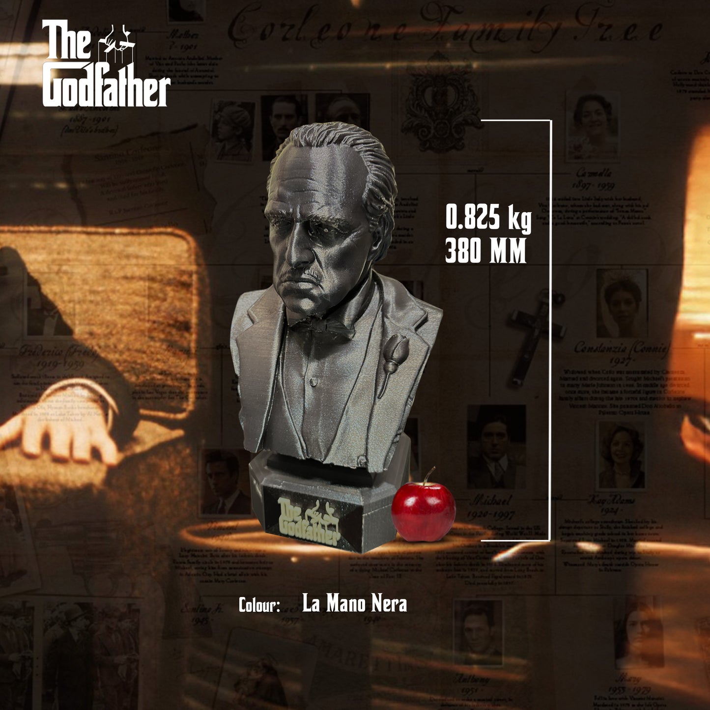 The Godfather Don Vito Corleone Bust Custom Statue - La Mana Nera Black
