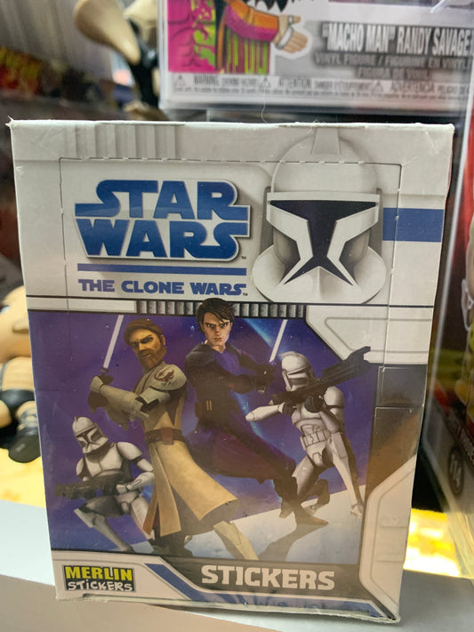 Star Wars the clone wars Merlin sticker sealed box 50 packets