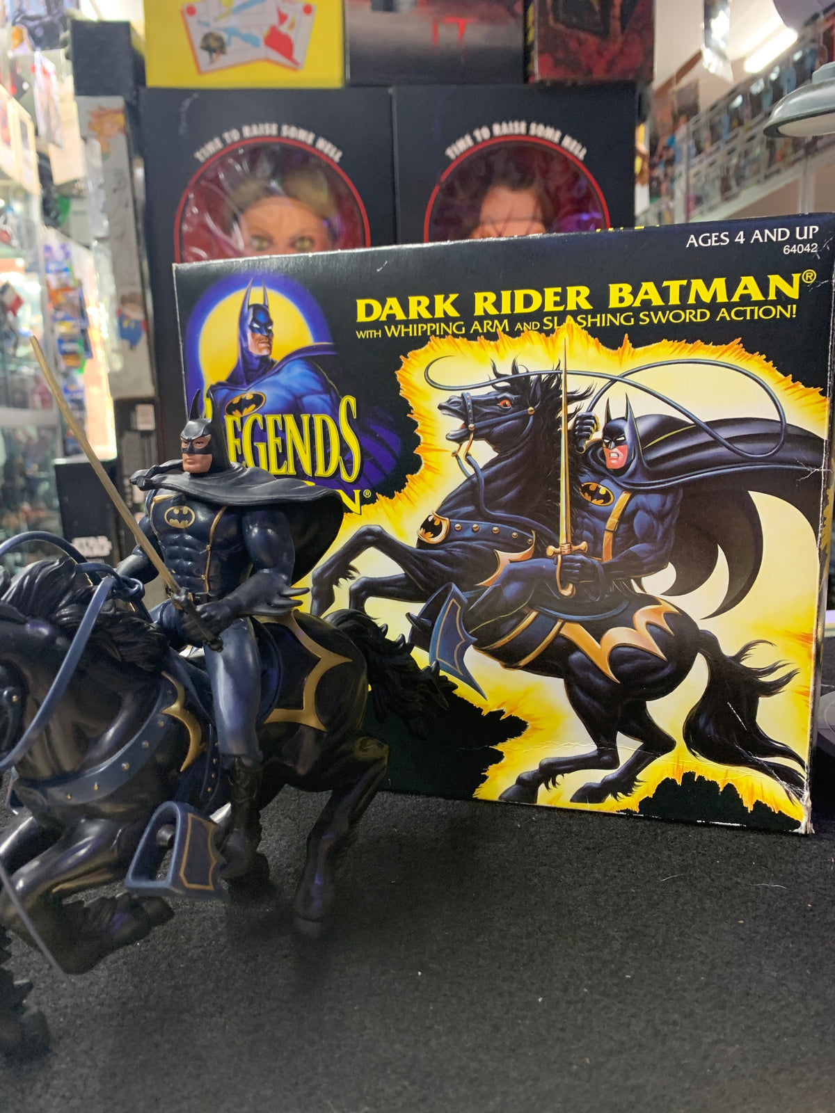 Dark rider Batman and rearing battle stallion