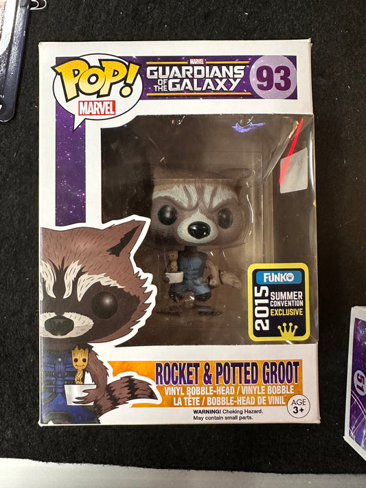 FUNKO POP GUARDIANS OF THE GALAXY ROCKET & POTTED GROOT 2015 SUMMER CONVENTION #93