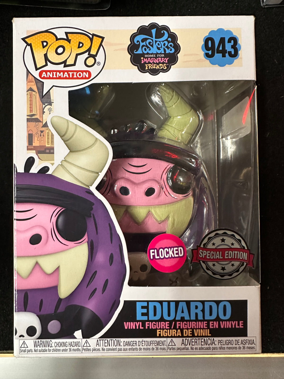 FUNKO POP FOSTERS IMAGINARY FRIENDS EDUARDO #943 SPECIAL EDITION FLOCKED