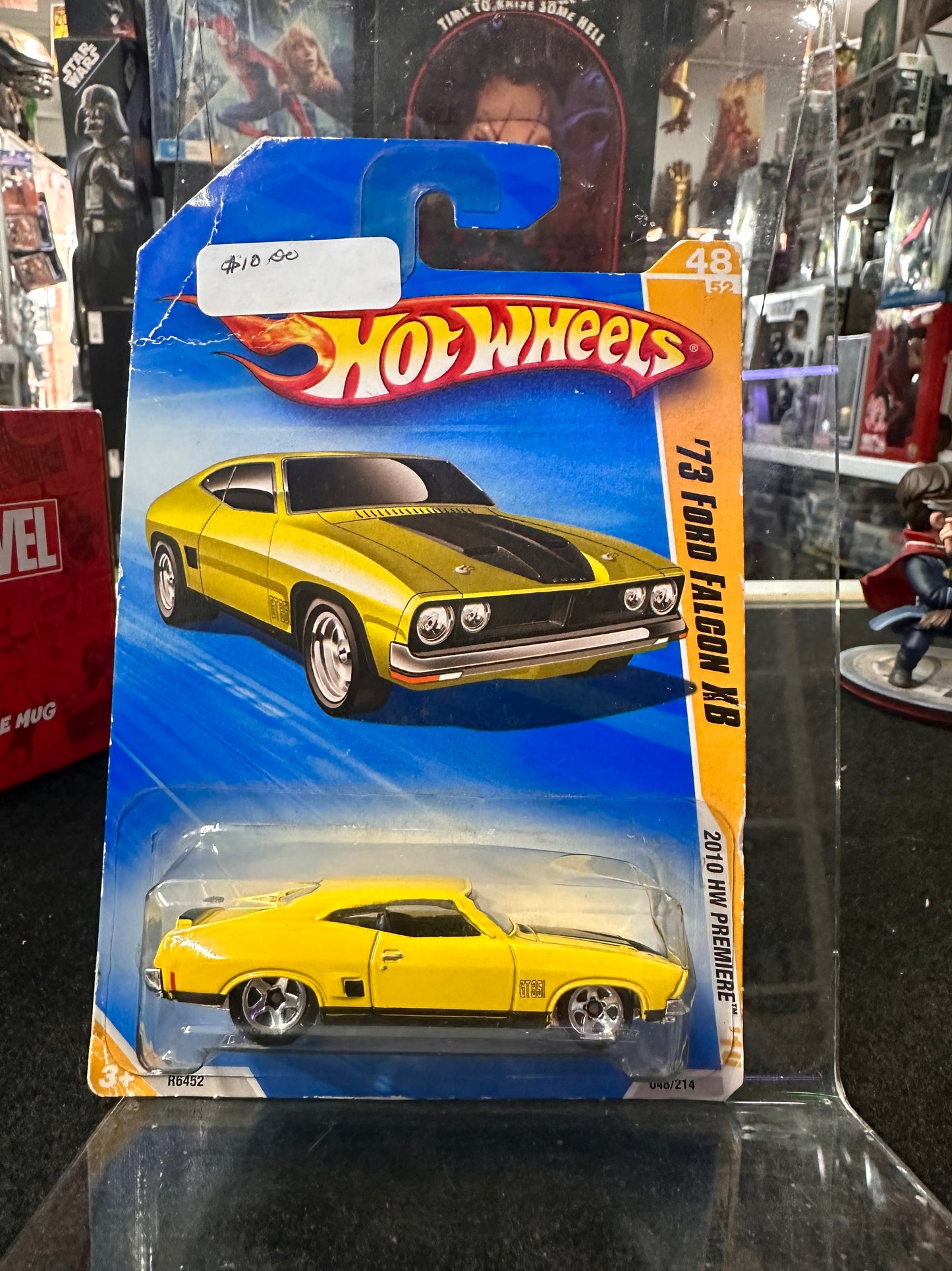 HOT WHEELS ’73 FORD FALCON XB YELLOW PREMIERE CARD #048/214 DIECAST SCALE 1/64