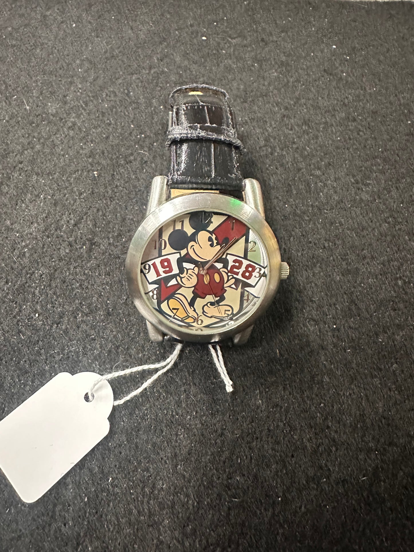 DISNEY PARKS LIMITED RELEASE MICKEY MOUSE 1928 MEN'S WATCH BLK CROC LEATHER BAND