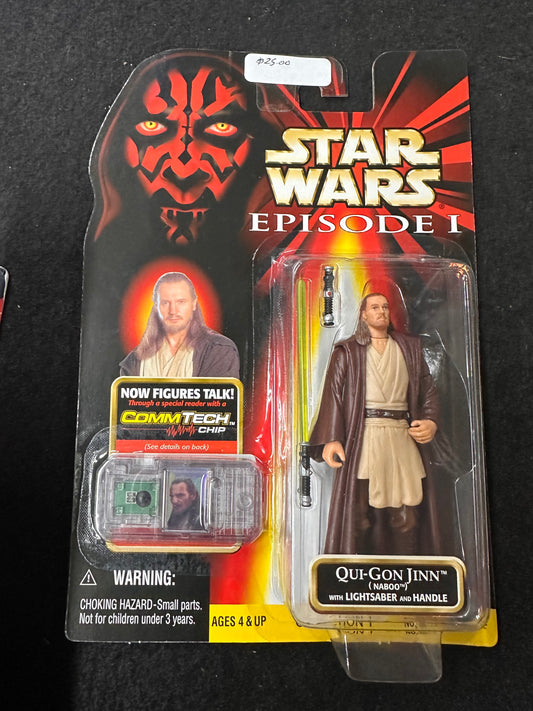 Star Wars Episode I Qui-Gon Jinn Naboo w Lightsaber & Handle w Chip