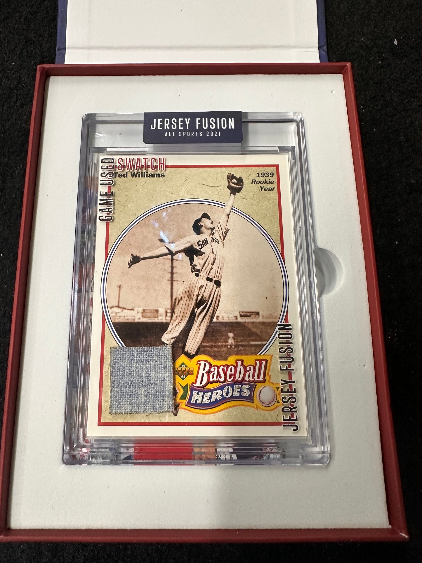 JERSEY FUSION ALL SPORTS 2021 EDITION SPORTS CARDS TED WILLIAMS 1939 ROOKIE OF THE YEAR JF-TW63