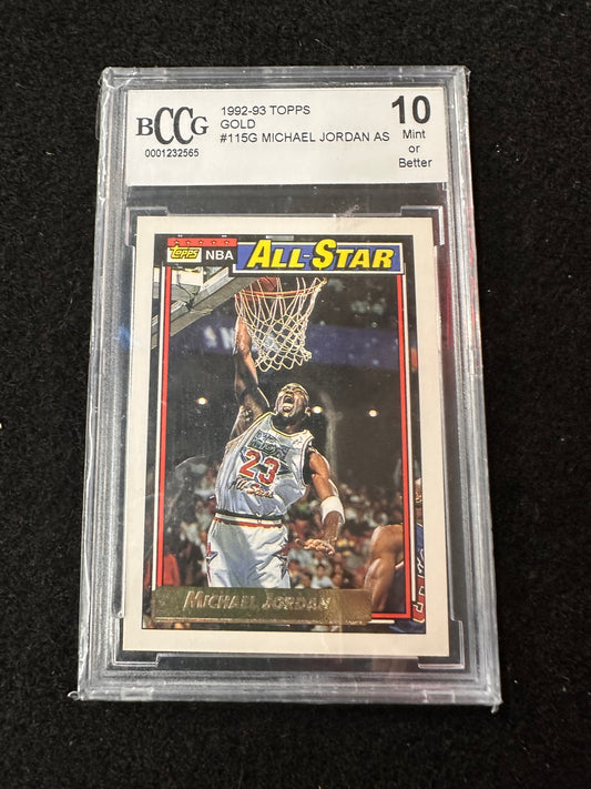 1992-93 TOPPA GOLD #115G MICHAEL JORDON AS BCCG 10 MINT OR BETTER