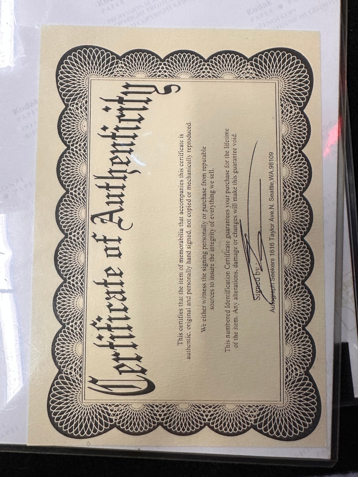 BROOKE SHIELDS AUTOGRAPH WITH C.O.A