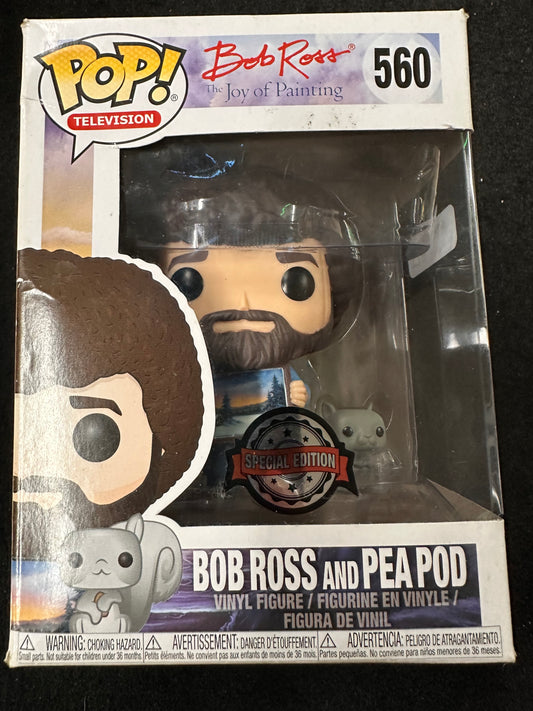 FUNKO POP BOB ROSS THE JOY OF PAINTING BOB ROSS AND PEA POD SPECIAL EDITION #560