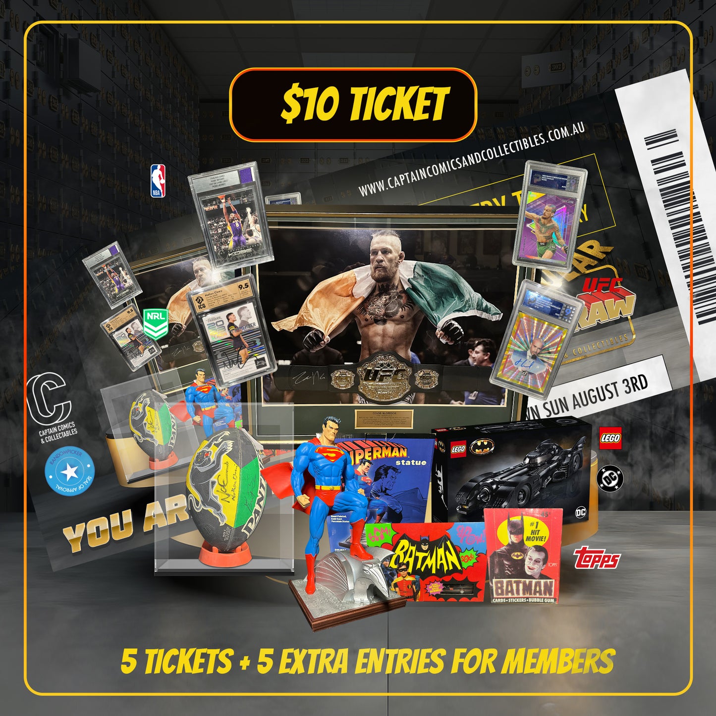 Captain Comics & Collectibles Spectacular SuperDraw $10 Ticket: 5 Entries+5 Extra Entries for Members