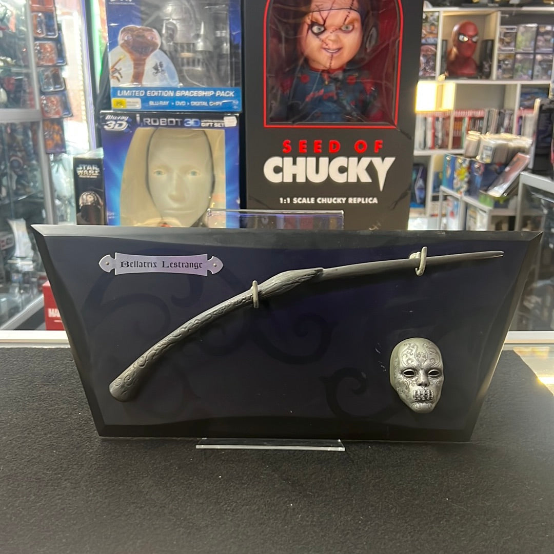 BELLATRIX LESTRANGE WAND AND DISPLAY FROM THE NOBLE COLLECTION