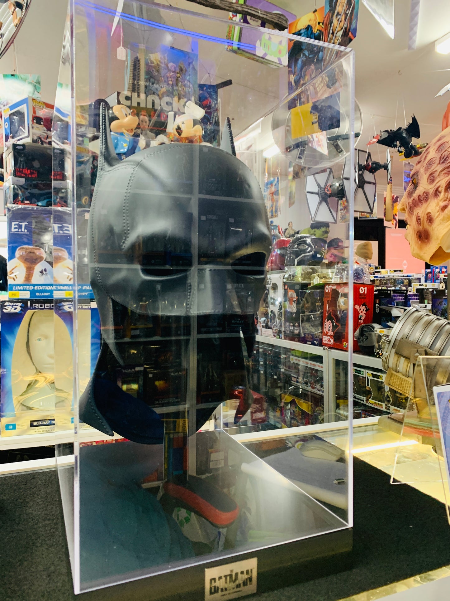 The Batman life size mask in Perspex case