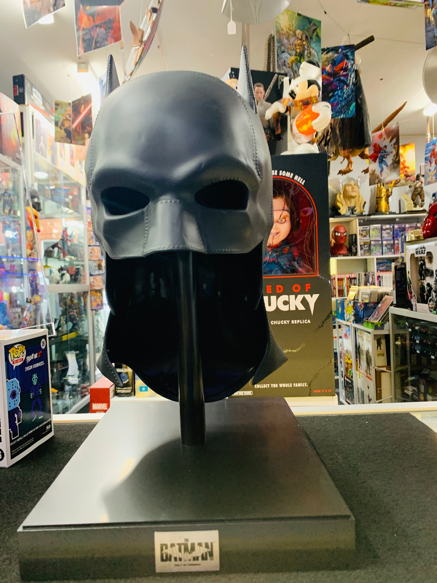 The Batman life size mask in Perspex case