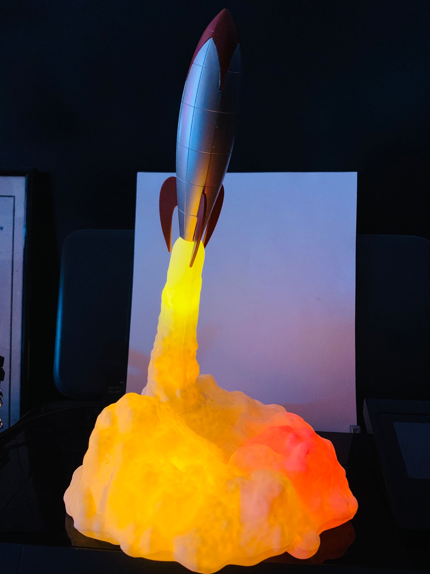 Lauched 3D Print Night Light Rocket Lamp Bedroom Decoration