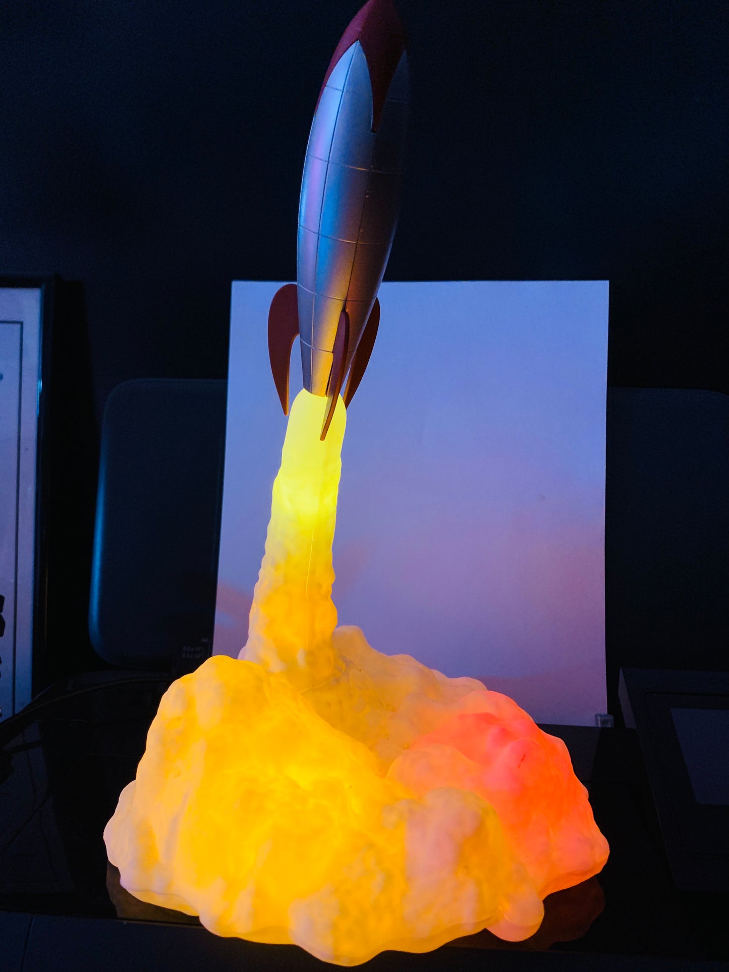 Lauched 3D Print Night Light Rocket Lamp Bedroom Decoration