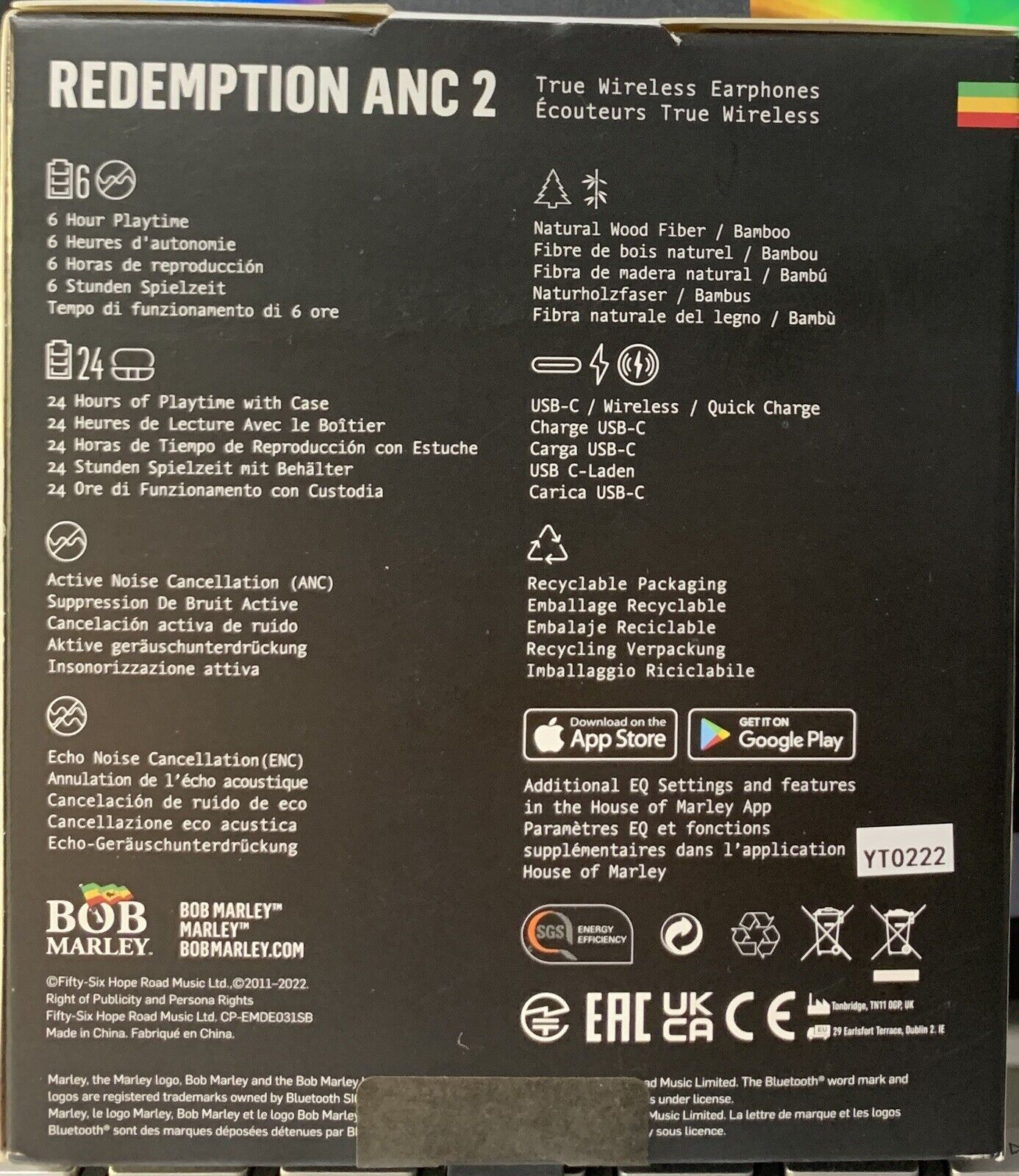 MARLEY REDEMPTION ANC 2 WIRELESS EARBUDS (SIGNATURE BLACK)