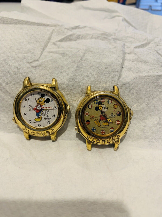 Mickey Mouse Lorus Watches X 2 Vintage No Bands Not Sure If Working - N05309