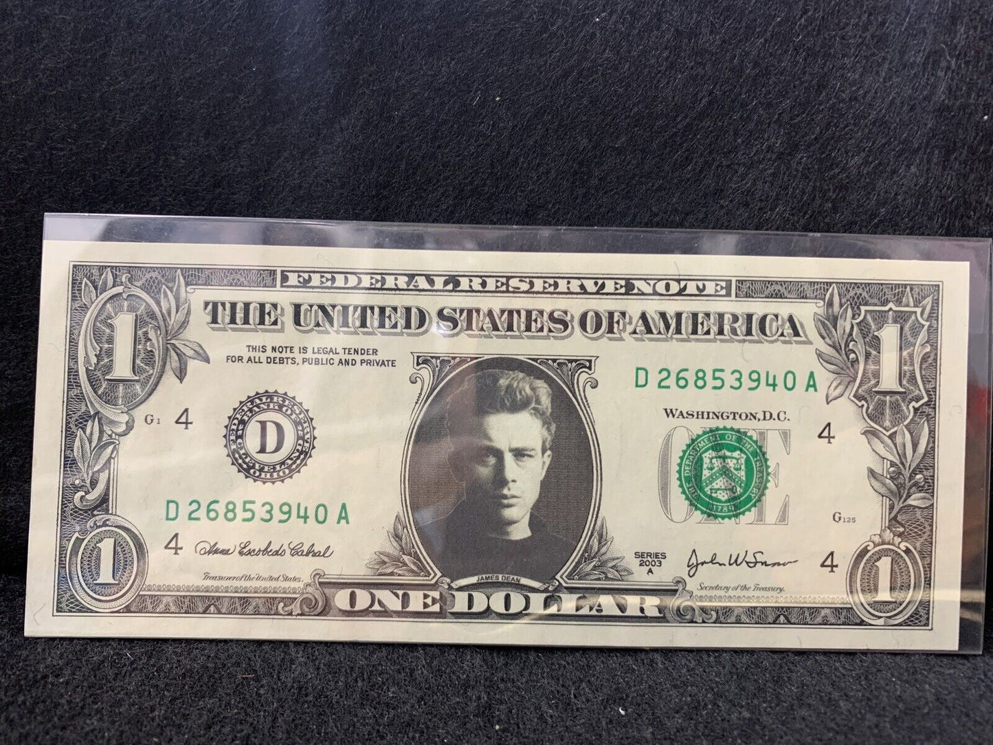 Celebrity Money , Real , James Dean , In Protective Sleeve N03073